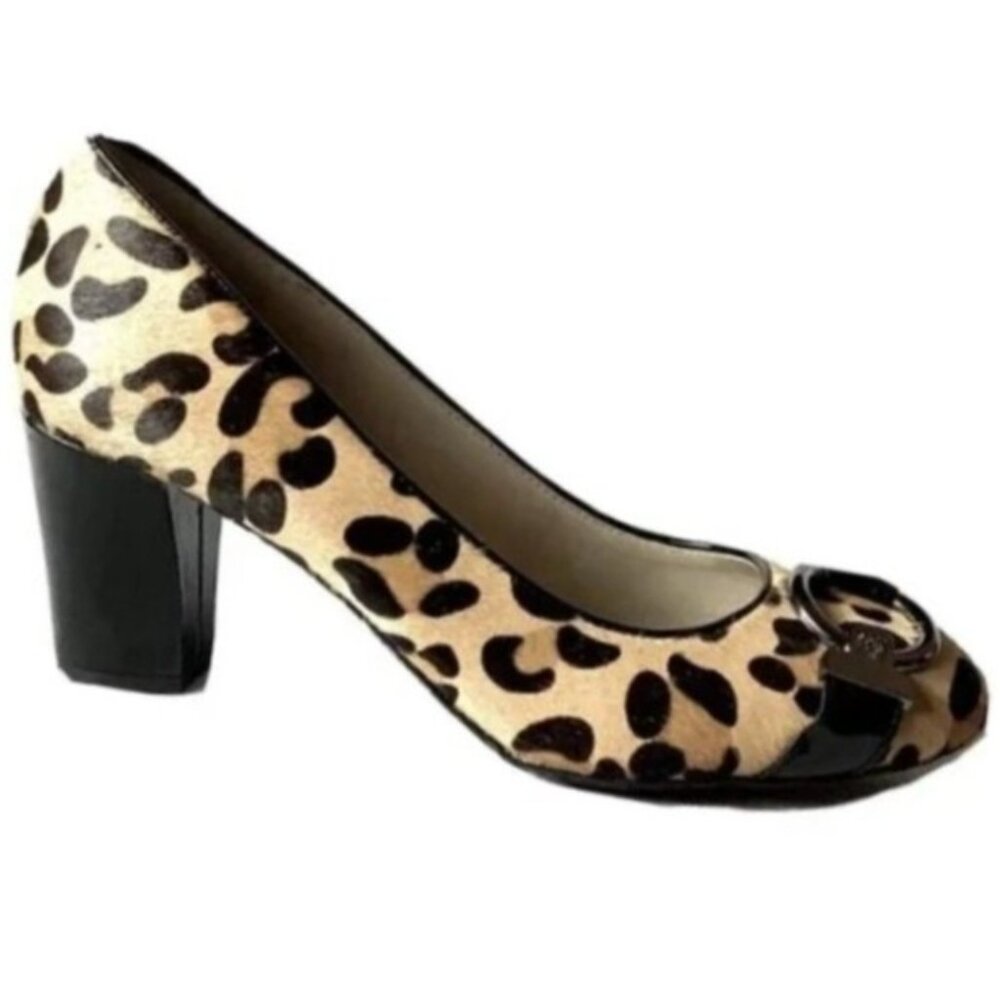 𝖠𝖭𝖭𝖤 𝖪𝖫𝖤𝖨𝖭 iFlex Fielding Women's Leopard Print Cow Hair Pumps (Size 7)
